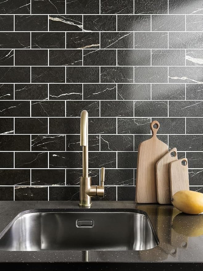 AULIGET 100 Piece Faux Stone Backsplash Peel and Stick PVC Tile, 3 Inch x 6
