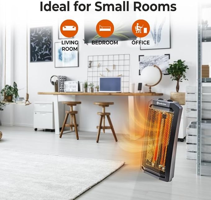 Comfort Zone Indoor Tower Space Heater, Adjustable Thermostat, Radiant Heat