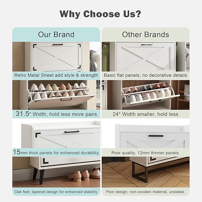 Shoe Storage Cabinet, Farmhouse Shoe Organizer