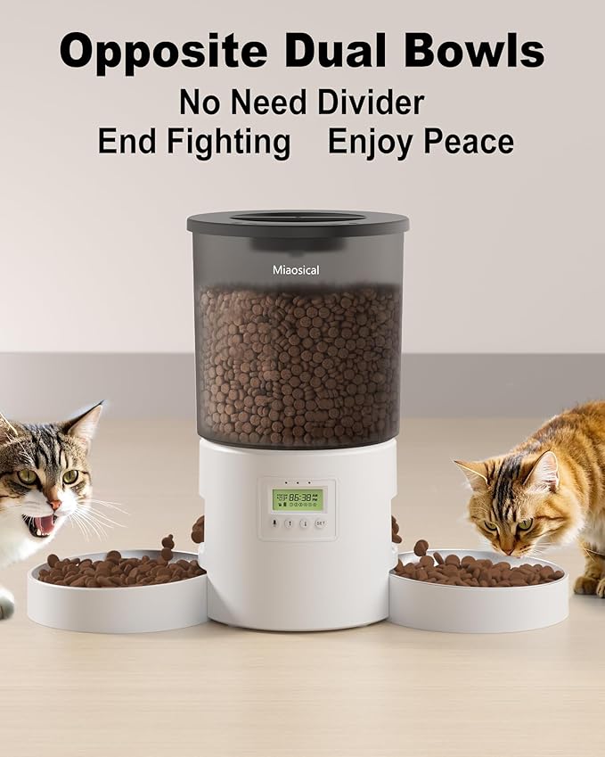 Automatic Cat Feeder for 2 Cats, 4.2L Dual Food Dispenser, Portion Control