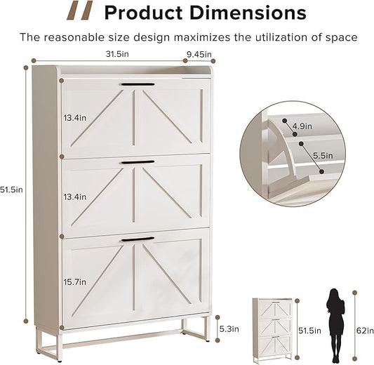 EOYUTLLY Shoe Cabinet Storage for Entryway, Narrow Shoe Rack