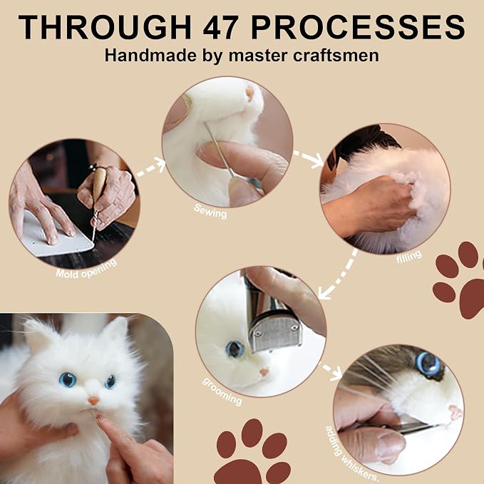 Chongker Stuffed Animals Handmade Realistic Cat Plush Toy Companion for Elderly Adults Women Kids Cat Lover Surprise Gifts for Anniversary Birthday