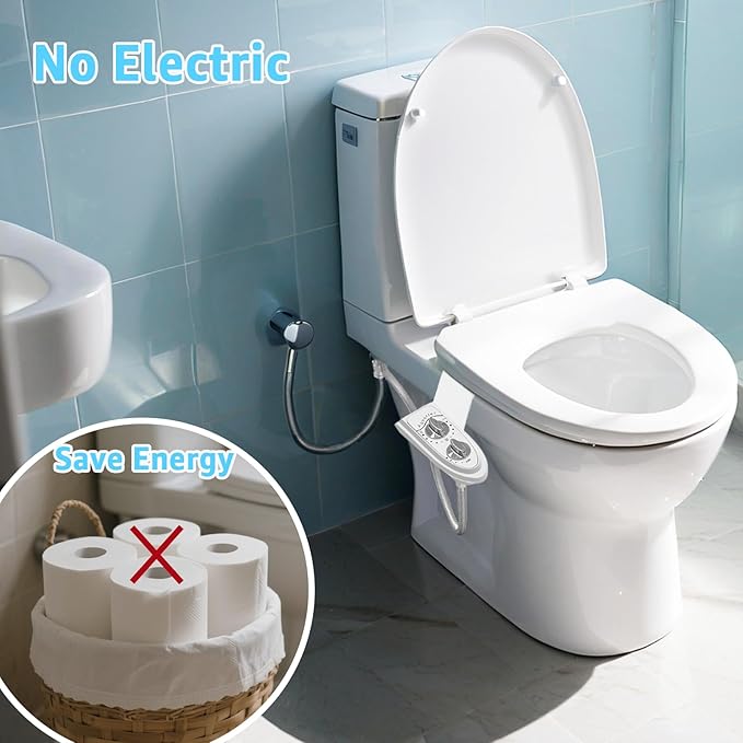 Bidet Toilet Attachment, Non-Electric 3 Wash Modes, Adjustable Water Pressure