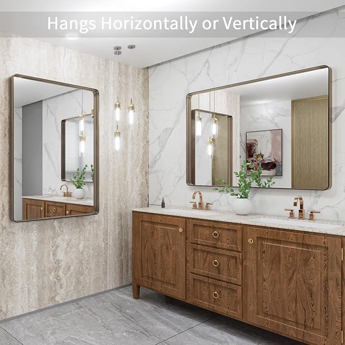 LOAAO 40”X30” Bronze Bathroom Mirrors
