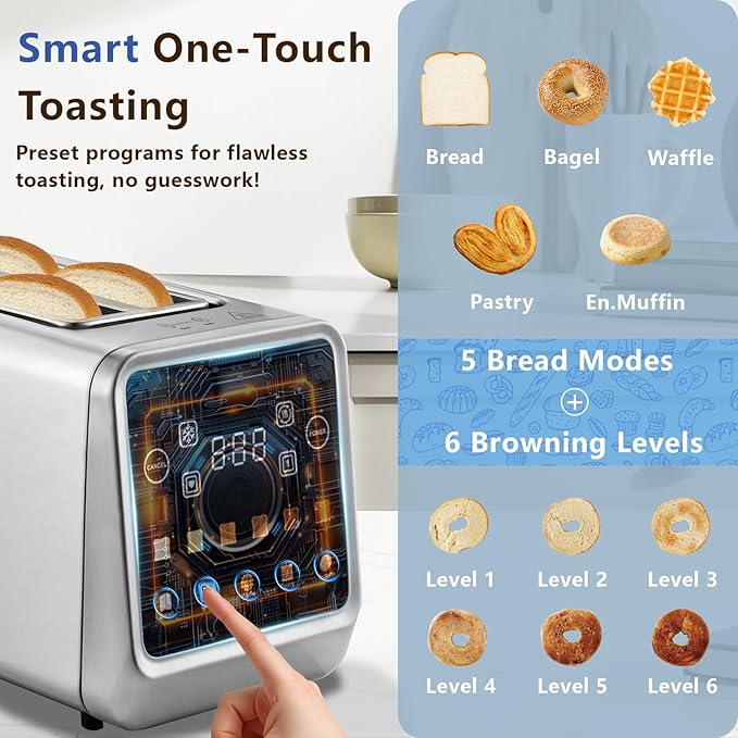 Smart Toaster 4 Slice, Touch Screen, Digital Toasters