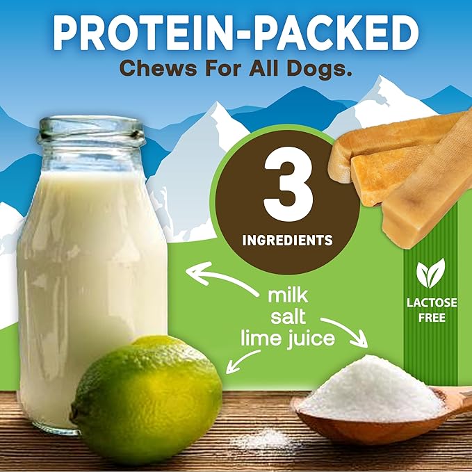 EcoKind Pet Treats Gold Himalayan Yak Cheese Dog Chew, Yak Dog Treats for Active Chewers, 100% Natural & Healthy Chew Sticks for Dogs, Assorted Set of Big & Small Yak (8 Sticks)