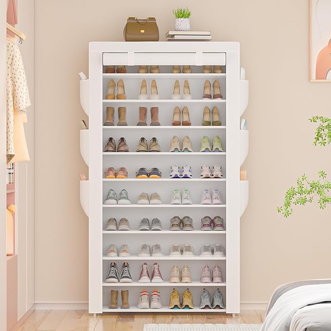 OYREL Shoe Rack 10Tier Large Capacity 50-56Pairs Beautiful Tall Shoe Shelf Free