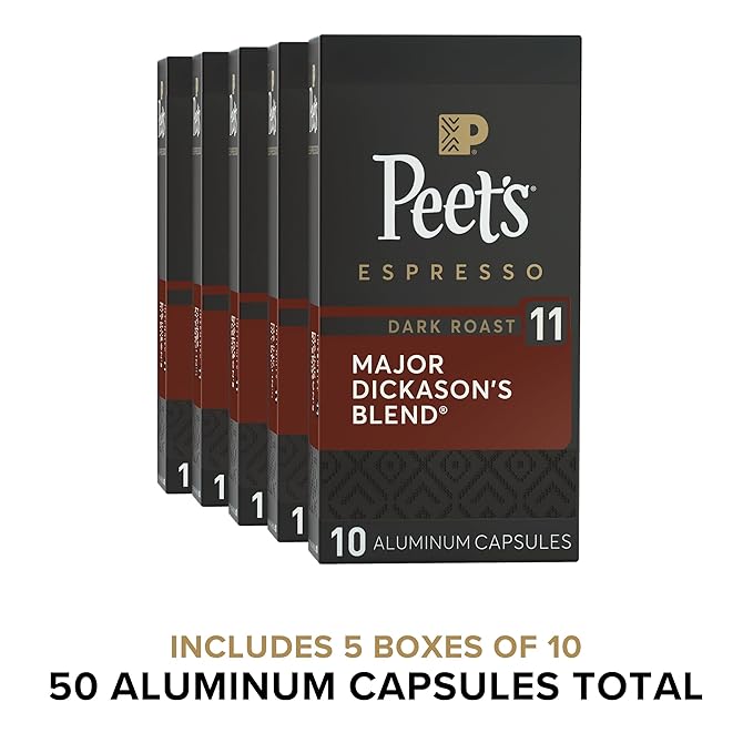 Peet's Coffee, Dark Roast Espresso Capsules, Compatible