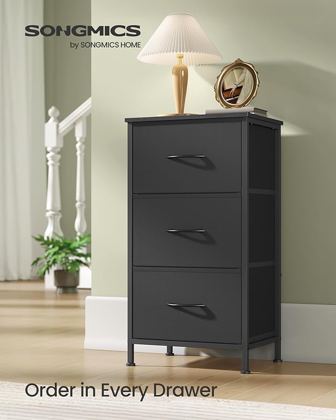 SONGMICS Dresser for Bedroom, Chest of Drawers, 3 Non-Woven Fabric Drawers