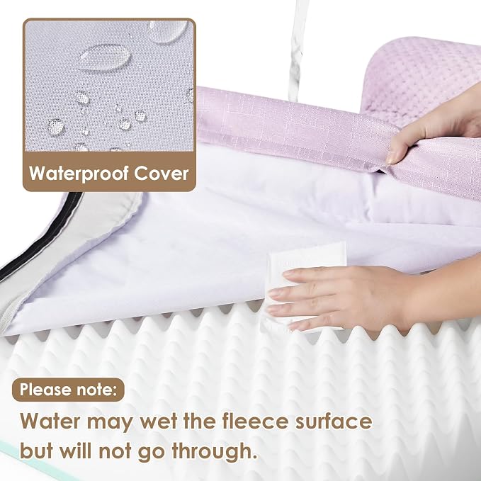 EHEYCIGA Memory Foam Dog Bed for Crate, L Plus Orthopedic Dog Bed, Lilac | Washable Removable Cover, Waterproof Flat Pet Sofa Couch with Nonskid Bottom, 41x27x6.5