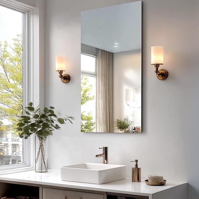 CILIBER Frameless Mirror, 24x48 Inch Large Bathroom Mirrors