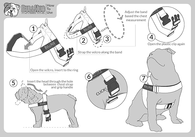 Adjustable Dog Harness– No Pull, No Choke – for English Bulldogs, French Bulldogs, Pugs & Broad-Chested Breeds – Easy, Safe Walks (Blue Burger, XS)