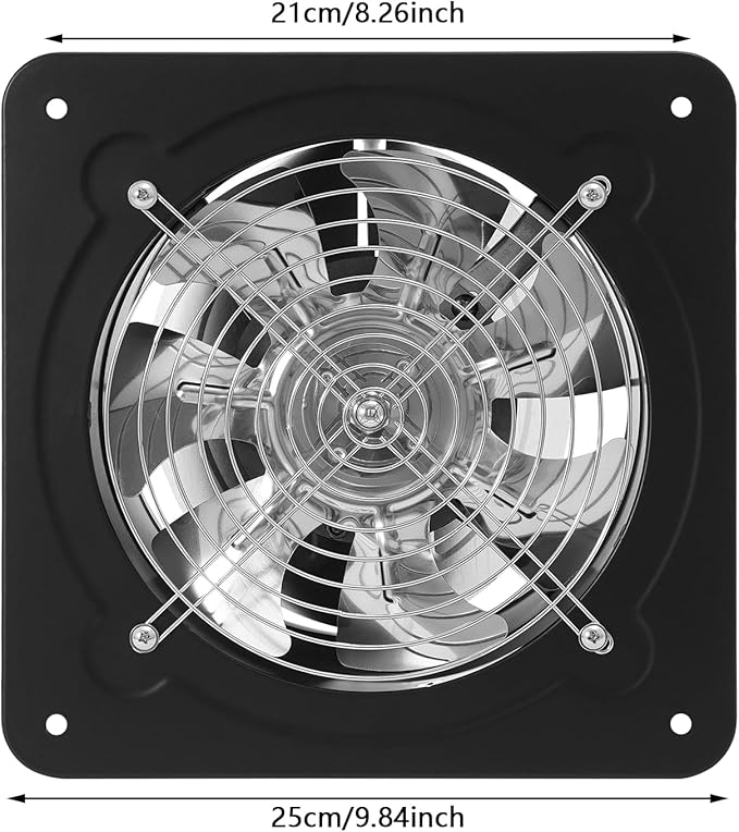 XUFOPLY 8 Inch Exhaust Fan, 110V 80W Wall Mounted Vent Fans 2600RPM Kitchen