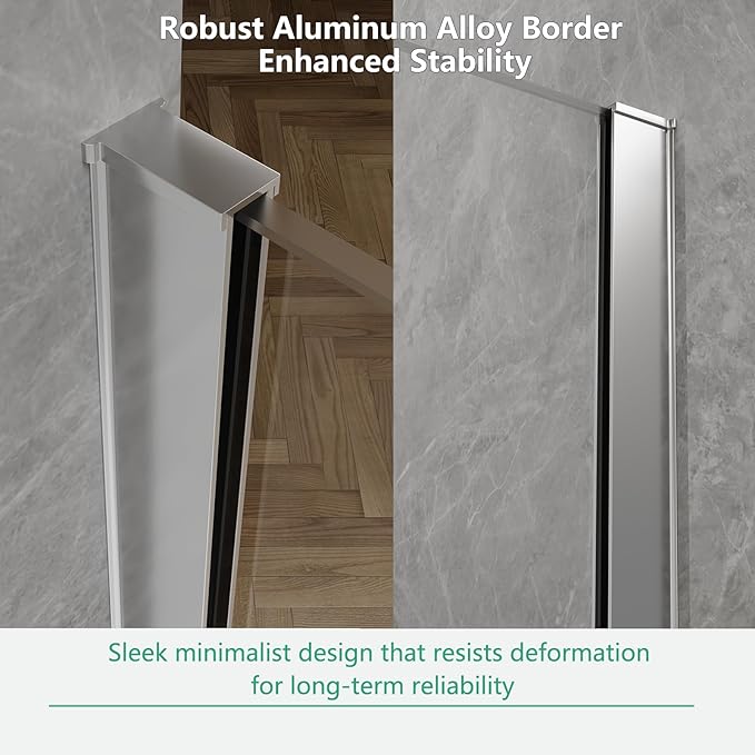 35"x74" Semi-Framed Shower Screen, Single Fixed Shower Glass Panel