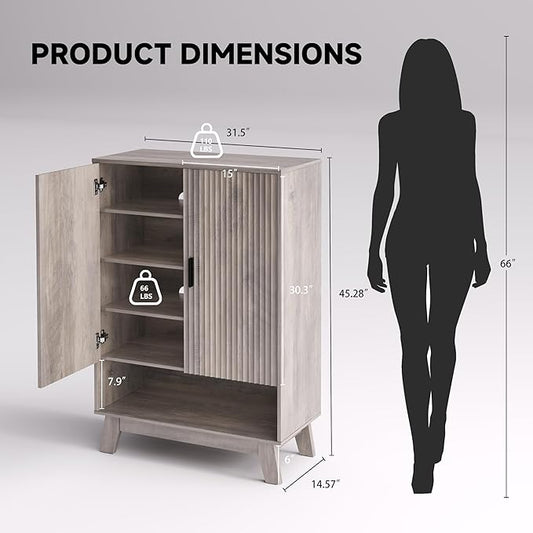 4-Tier Fluted Shoe Cabinet