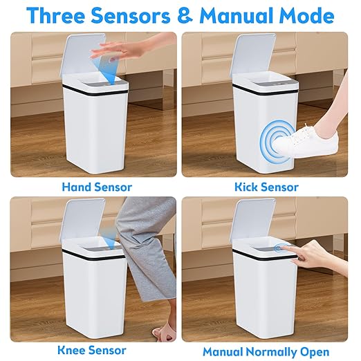 KOEYLE 2 Pack 2.2 Gallon Automatic Touchless Garbage Can, Small Motion Sensor