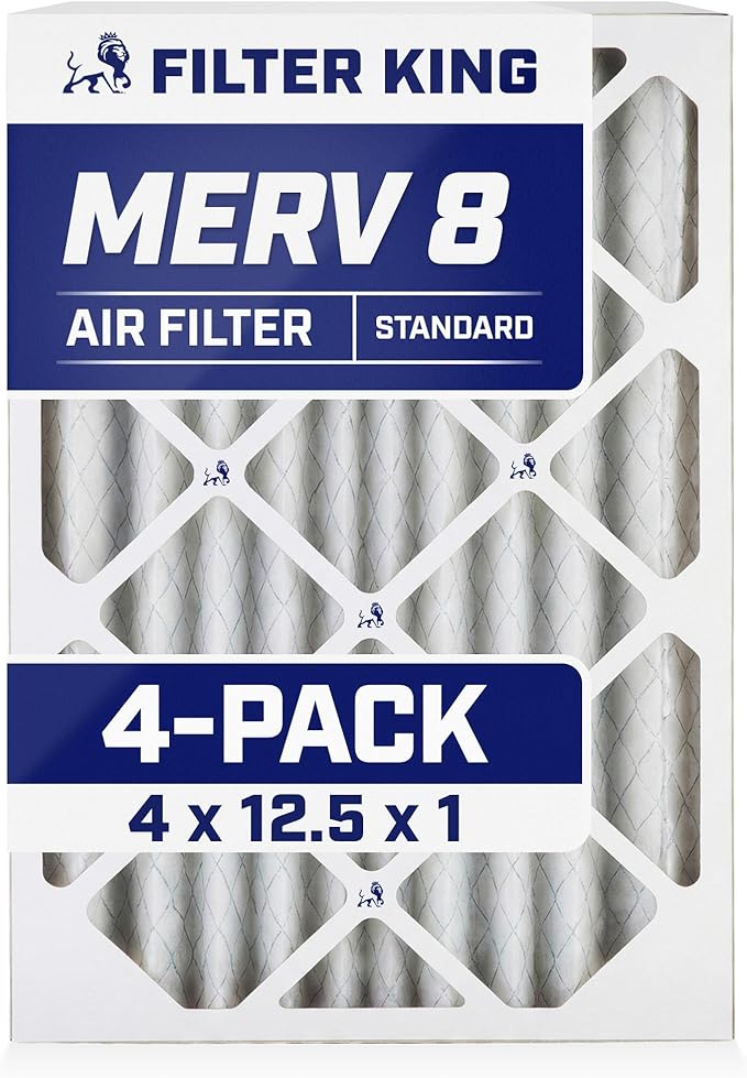 Filter King 4x12.5x1 Air Filter | 4-PACK | MERV 8 HVAC Pleated A/C Furnace