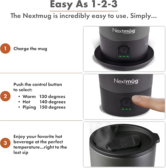 Nextmug Go - Temperature-Controlled, Self-Heating Travel Mug