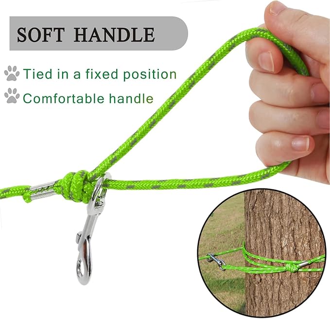 Reflective Cat Leash -30FT Cat Cable Out Escape Proof Walking Leads Yard Long Durable Safe Leash Traning Play Outdoor for Puppies/Kittens/Small Animals(Green)