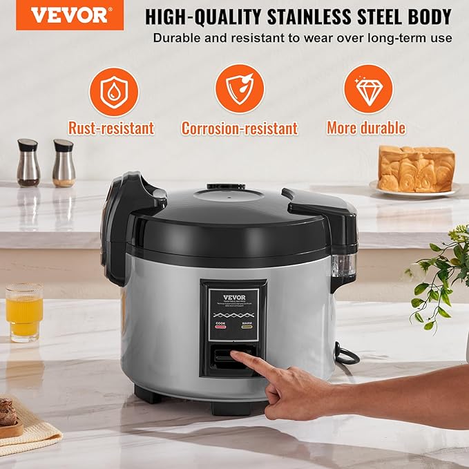 VEVOR Commercial Rice Cooker, 60-Cup Rice Cooker, 13.74 Qt / 13 Liter Large