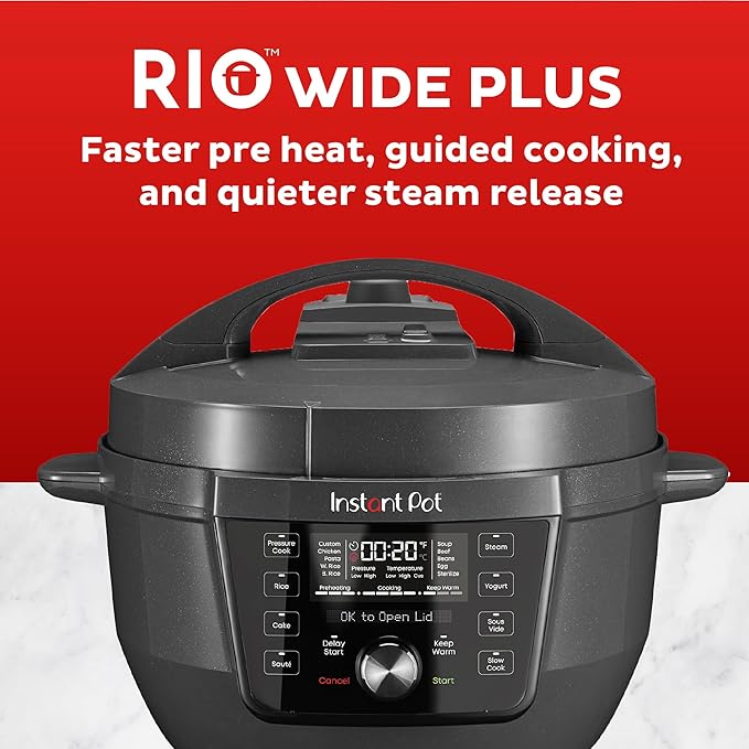 Instant Pot RIO Wide Plus, 9-in-1 Electric Pressure Cooker, 35% Larger Cooking
