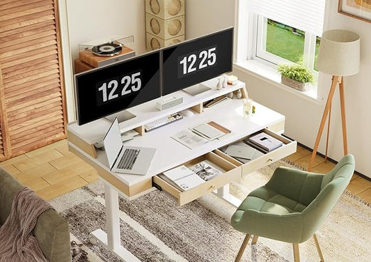 Claiks Standing Desk with Drawers, Electric Adjustable Standing Desk Adjustable