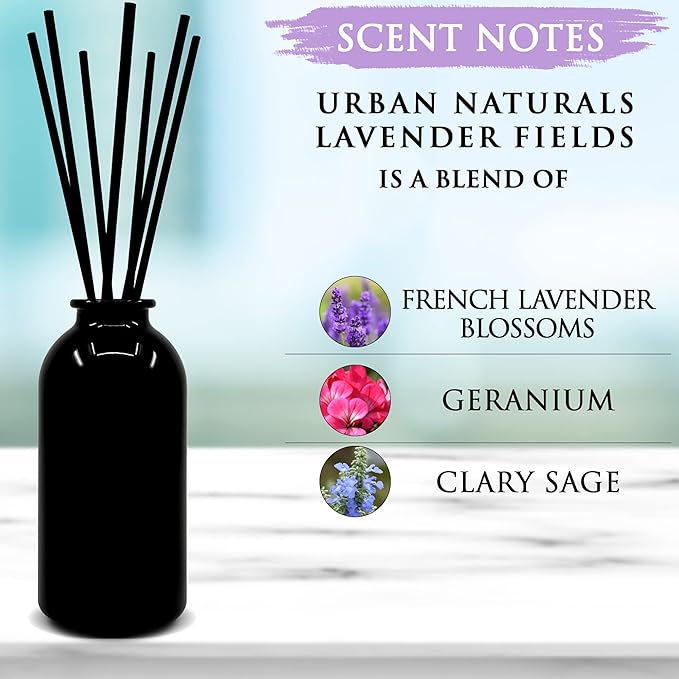 Urban Naturals Lavender Fields Oil Essential Oil Reed Diffuser Set