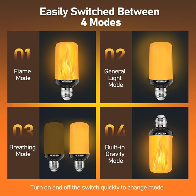 Vicstone Upgraded LED Flame Light Bulbs Christmas Decorations, 4-Mode