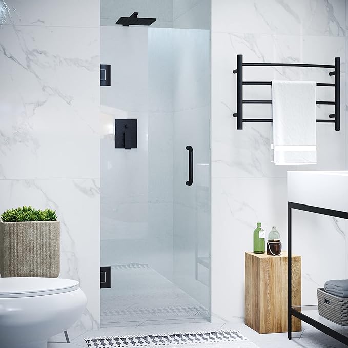ANZZI 72" x 30" Frameless Shower Door in Matte Black, Water Repellent Glass