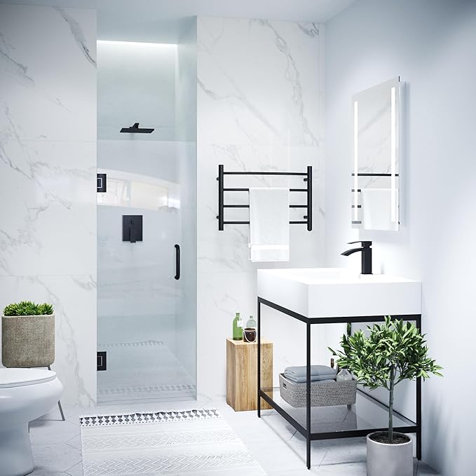 ANZZI 70" x 24" Frameless Shower Door in Matte Black, Water Repellent Glass