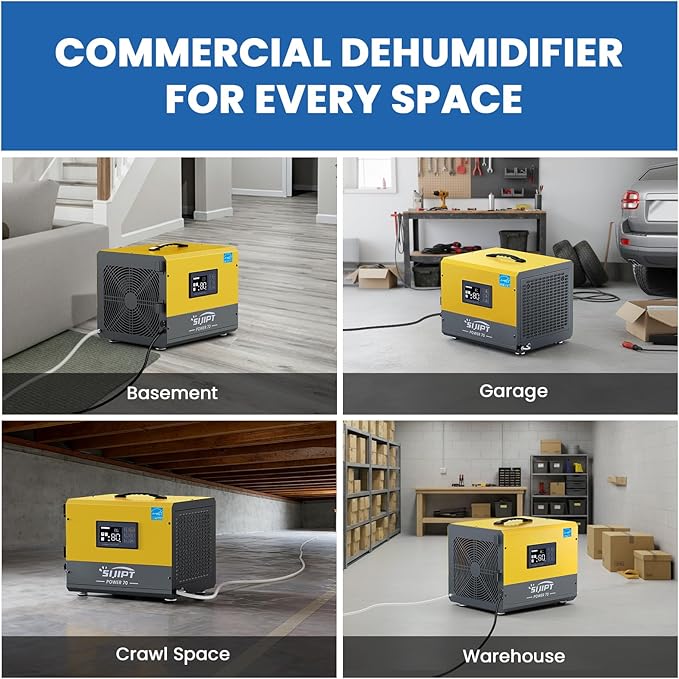 Crawl Space Dehumidifier with Pump, Sijipt 70 Pints Commercial Dehumidifier