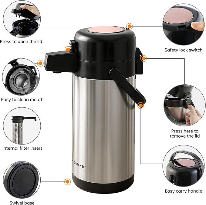 Airpot Coffee Dispenser with Pump, 102 OZ/ 3L Large Coffee Dispenser with Tea