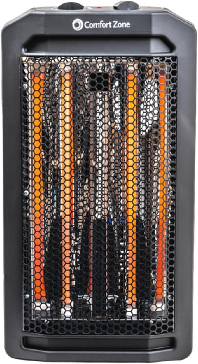 Comfort Zone Indoor Tower Space Heater, Adjustable Thermostat, Radiant Heat