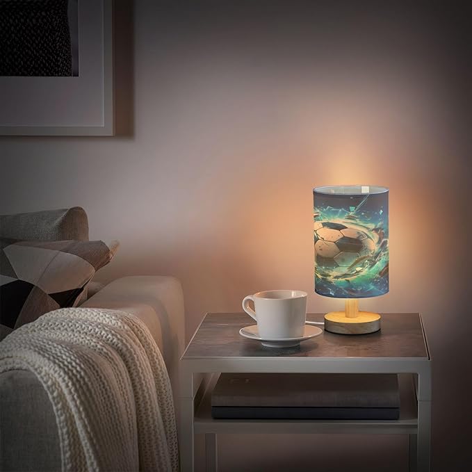 Football Soccer 3D LED Table Lamp for Bedroom Bedside Lamp with USB Charging Ports Decor Nightstand for Living Room Reading Dorm Desk Home Office