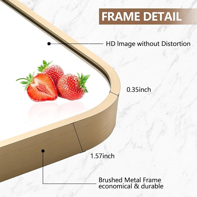 Gold Mirror, 40x30 Inch Framed Rectangle Mirror