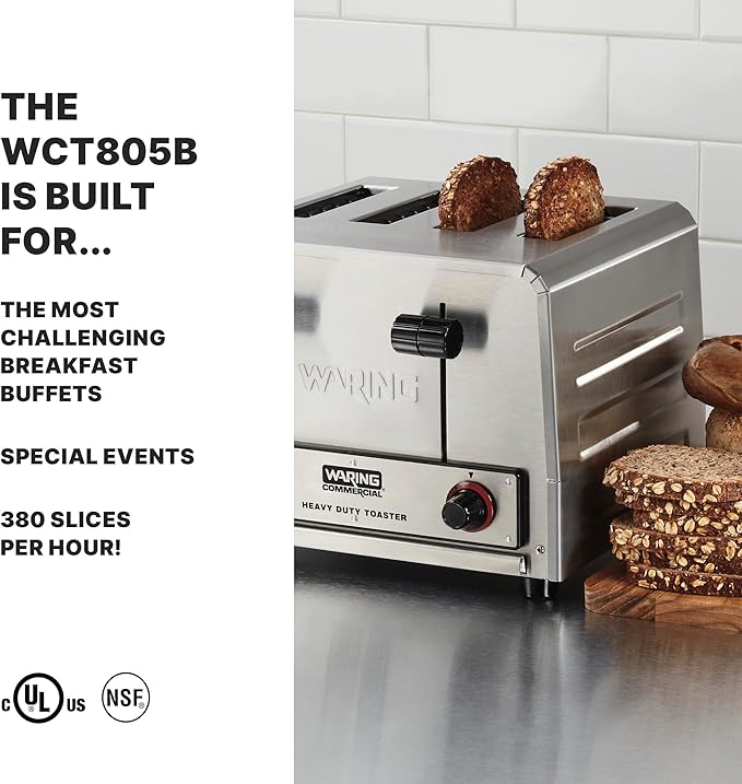 Waring Commercial WCT805B 4-Slice Heavy Duty Commercial Pop-Up Toaster