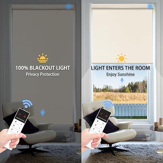 Motorized Blinds with Remote, Automatic Window Shades Work with