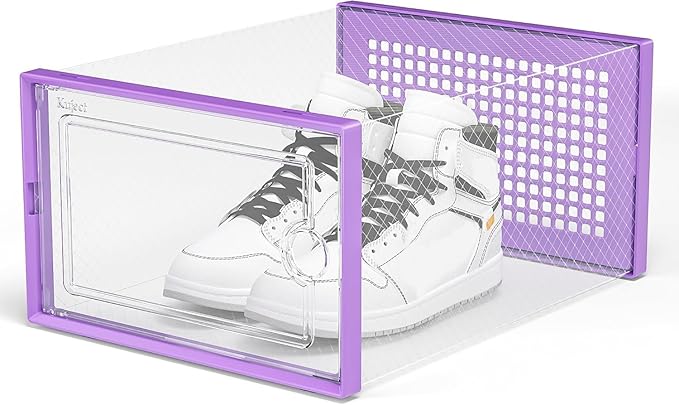 Kuject X-Large Shoe Storage Boxes Organizers Clear Plastic Stackable 12 Pack