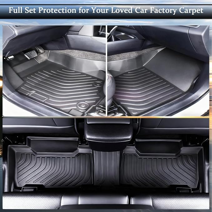 Aiqiying Floor Mats&Cargo Liners Compatible with Toyota Camry 2025-2026 Modelss,All Weather Waterproof Durable Custom-Fit Back Trunk Tray Front Rear Rows Full Set Carpet Protection TPE Accessories