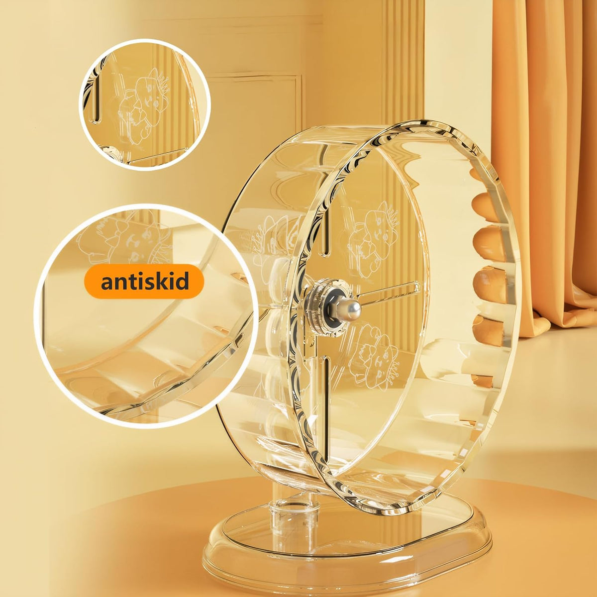 Silent Hamster Wheel – 7 Inch Syrian Hamster Running Wheel, Anti-Skid & Height Adjustable, Easy to Clean (7.1inch)