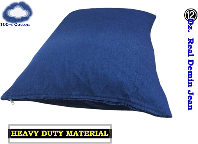 Durable Comfort Micro-Cushion Memory Foam Pet Dog Pillow Bed with Waterproof Liner + External Cover for S,M,L Dogs- Complete Set (Blue Denim, 36''x29'')