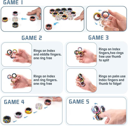 15Pcs Magnetic Adults Fidget Toys Rings, Stocking Stuffers