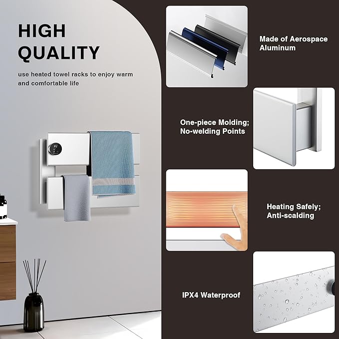 K&KALONZO Electric Towel Warmer, 18.35" W x 14.6" H Wall-Mounted Towel Heater
