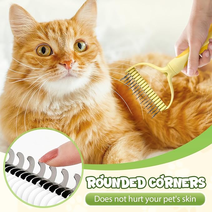 Double-Sided Pet Grooming Brush for Dogs and Cats, 2026 New Dog Deshedding Brush, Dematting Comb Removes Tangles Knots and Loose Fur, Ergonomic Pet Grooming Tool (Blue)