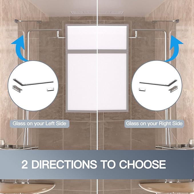 Shower Glass Support Bar, Both Sides Available, Frameless Bathroom Glass Clamp
