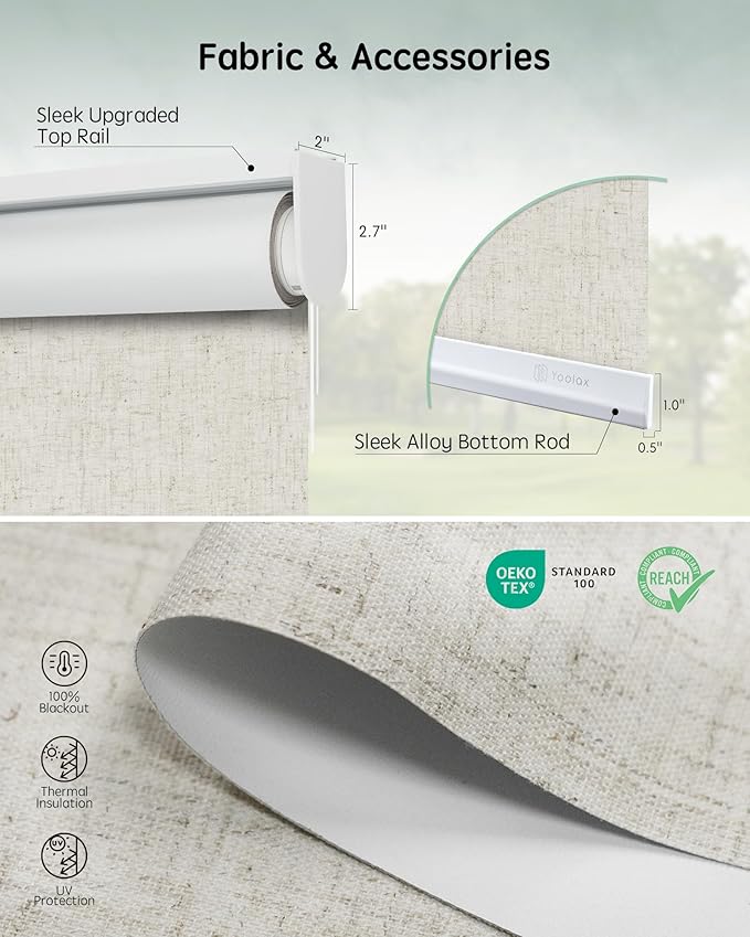Yoolax Motorized Blinds with Remote, Automatic Window Blinds Compatible with