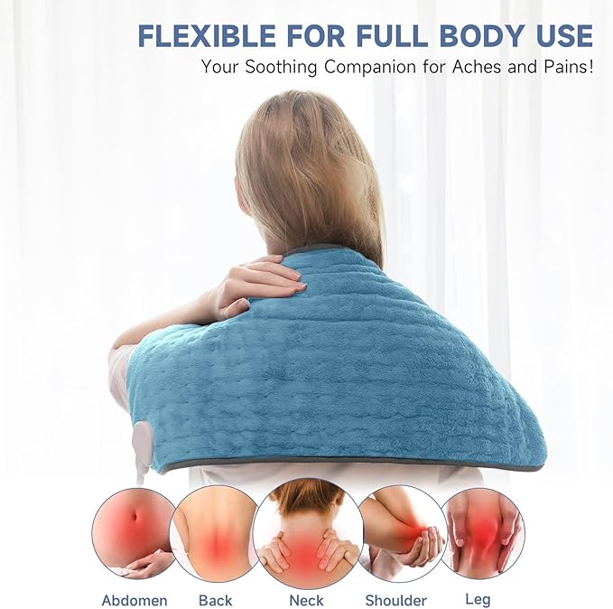 Electric Heating Pad for Back and Shoulder Pain Relief, Soft Heat Blanket