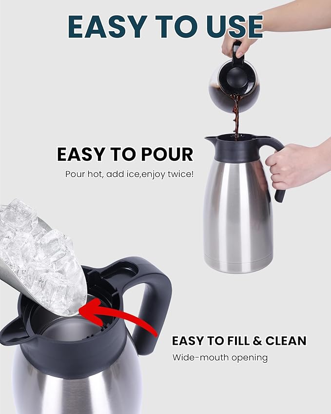 GiNT 74Oz Thermal Coffee Carafe, Insulated Stainless Steel Coffee Carafes
