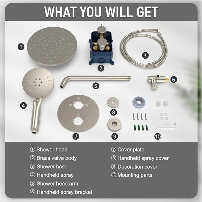 Iriber Thermostatic Shower System Wall Mount