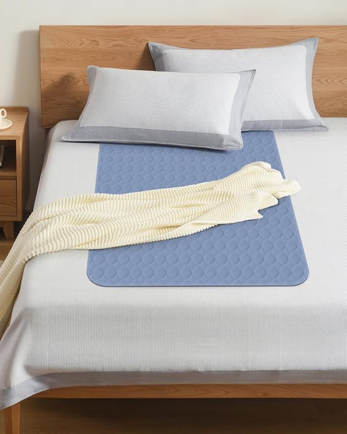 Washable Bed Pads 36" x 52" - 4 Pack, Blue, Waterproof Bed Pads for Incontinence, Bed Wetting Pads for Bed, Sofa, Floor, Resuable Underpads for Adults, Seniors, Pet